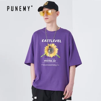 Saulėgrąžų Marškinėliai Vyrams Hip-Hop Streetwear Harajuku Viršuje Tees Medvilnės 2020 Metų Vasaros Marškinėlius Negabaritinių Juokinga Japonijos Moterų, T-shirt