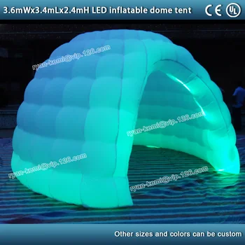3.6*3.4*2.4 m baltas mažas pripučiamas varpelio palapinė partijų vestuvių su LED spalva keičiasi kupolas pripučiamas lauko renginių
