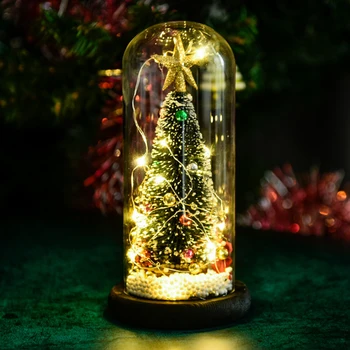 Kalėdų Naktį Šviesos Dekoratyvinės Šviesos Darbalaukio Kalėdų Medžio, Stiklo Kupolas Ekranas Ornamentu Miegamasis LED Kalėdų Medžio Dovana Šeimai