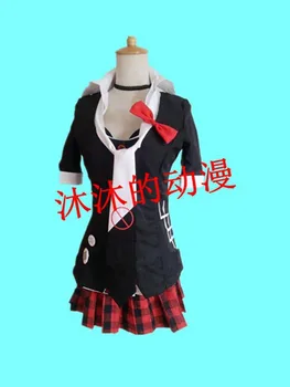 Pilnas komplektas Naujas Danganronpa Dangan Ronpa Junko Enoshima Cosplay Kostiumų Įžuvinti anime harajuku marškinėliai+kailis+sijonas+raudona lankas+kaklaraištis