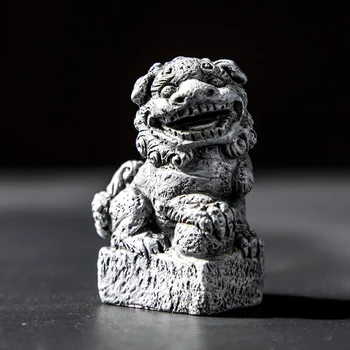 Mini Akmeninių Liūtų Statula Kinų Stiliaus Dervos Skulptūros Rankų darbo Statulėlės Amatų Namų Stalo Vazoninių Apdailos E2S