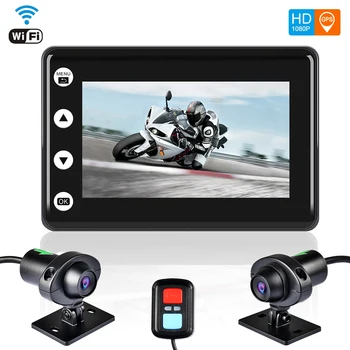 3 colių Motociklo 1080P DVR WIFI, dual lens brūkšnys cam, motociklai, vaizdo magnetofoną, priekiniai galiniai black box kamera, diktofonas, gps tracker