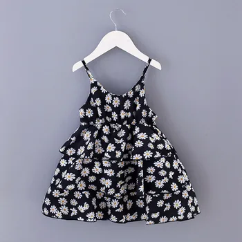 2020 metų vasaros mados bamblys vaikams baby girl suknelės Rankovių Gėlių Spausdinti Princess Beach Suspender Suknelė vestido de niñas t5