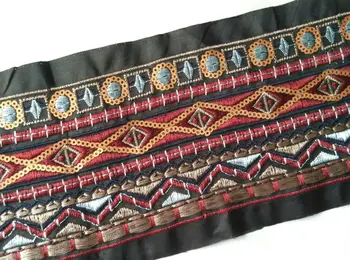 Miao blizgučiai siuvinėjimas kryželiu nėrinių apdaila suknelė apykaklės juostelė drabužio priedai etninės hmongų genties boho čigonų 