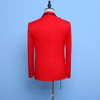 China aplikacijos Švarkas vyrams raudonos spalvos kostiumas rinkinys su pants mens vestuvių kostiumai kostiumų dainininkas etape drabužių oficialų suknelė