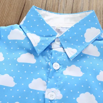 SAGACE 1-6y berniukų trumpas rankovės debesis top marškinėliai kieto šortai džentelmenas, Kostiumas Mėlynas Bamblys Kūdikių Kietas ir kvėpuojantis