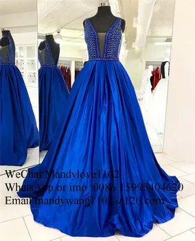 Royal Blue Prom Dresses 2019 Afrikos Mergaičių Backless Satino Ilgai Valyti Traukinio Plus Size Vakaro Drabužiai Nemokamas Pristatymas chalatas de soiree