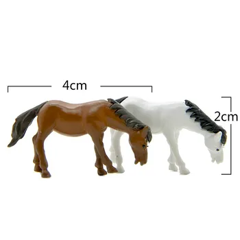 2VNT Modeliavimas Arklių Miniatiūrinės Statulėlės Pasakų Sodą, Mini Gyvūnų Lėlės Apdailos Kaktusai Augalų Puodą Lėlių Namų 