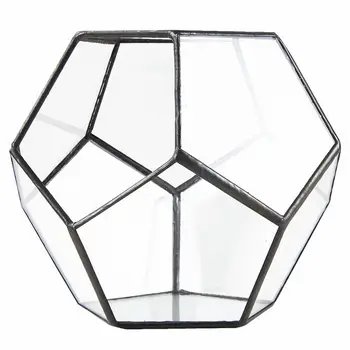 Juodas Stiklas Pentagono Geometrinis Terariumai Konteinerių Palangės Dekoro Vazonas Balkonas Sodinamoji 