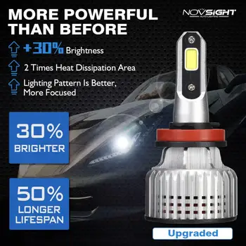 2vnt Auto LED Žibintų A500-N12 H11 72W 10000LM Lemputes Rinkinio 6500k Vandeniui priekinis žibintas 