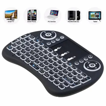 Belaidė Klaviatūra su Apšvietimu i8 anglų Oro Pelės Mini Klaviatūra 2.4 G, su Touchpad Nuotolinio TV BOX