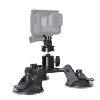 Triple Kojų Mount Siurbimo Taurės Gopro Hero 3+ 4 5 6 7 už DJI OSMO Veiksmų Camera Accessories VP525S Automobilio priekinio Stiklo siurbtuko
