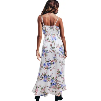 Seksualus Baltas Stebėjimo V Kaklo Moterų Suknelė Gėlių Pynimas Spausdinti Suknelė Vasaros Bohemijos Paplūdimio Suknelės Juodos Ilgos Suknelės
