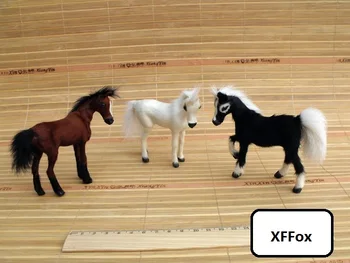 3 gabalus rinkinys realiame gyvenime arklių modelius, plastikiniai&kailiai, arklių lėlės dovana, apie 10-11cm xf1819