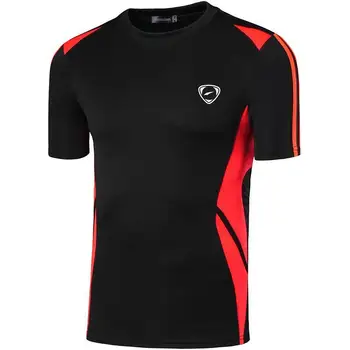 Negabaritinių Vyrų Sporto Tee Marškinėliai Marškinėlius (T-Shirt Viršūnes Salė, Treniruoklių Bėgimo Treniruotės Futbolo trumpomis Rankovėmis Dry Fit LSL148 Black2