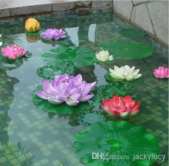 Nemokamai Shipping10CM Modeliavimas Gėlių Dirbtinio Šilko Lotus plūduriuojantis vandens sode žuvų bakas Dekoro 50pcs