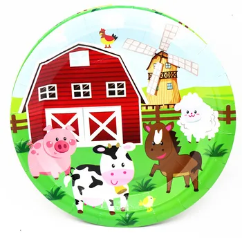 Ūkinių Gyvūnų Tema, Gimtadienio Dekoracijos Vienkartiniai Animacinių Filmų Stalo Kūdikio Gimtadienio Papuošti Prekes