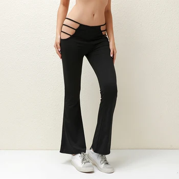 Moterų Kietas Kelnės Sexy Tuščiaviduriai Iš Slim Kelnės Fitness Mažas Juosmens Flare Kelnės Streetwear Moterų Apačioje Kelnės Kelnės