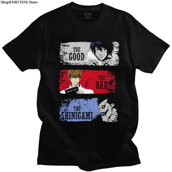 Retro Geras Blogas Shinigami Light Yagami L T-marškinėliai Vyrams trumpomis Rankovėmis Death Note Ryuk Marškinėliai, Medvilnės Marškinėlius Dovanų