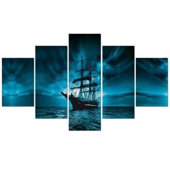 Modulinė Vaizdą HD Spausdinti Šiuolaikinės Tapybos Sienos Menas 5 Skydelis Piratų Laivas Namų Puošybai Plakatai Sistema Kambarį Ant Drobės