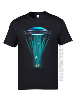 UFO Skraidymo Aparatas Abductees Tshirts Klasikiniai vyriški Tshirts Vasaros/Rudens Crewneck Viršūnes & Tees Grynos Medvilnės Camisetas Homme
