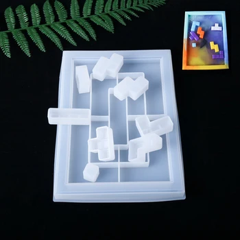 Kūrybos Tetris Silikono Sluoksnį Dervos Dekoratyvinis Amatų, Juvelyrikos Priėmimo Formą Epoksidine Derva Formų Papuošalai