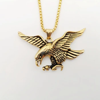 Vintage Gold Eagle pakabukas & karoliai 316L Nerūdijančio plieno Gyvūnų karoliai flying eagle karoliai vyrams cool mados juvelyrika