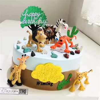 Afrikos laukinių gyvūnų tortas topper gimtadienio gyvūnai, dovanos kūdikiams, vaikams, vaikų, ūkio gyvūnams, žaislai, tortas dekoravimo cupcake rėžtuvės