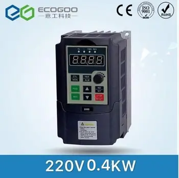 Ecogoo VFD 0.4 KW keitiklis 220V AC Dažnio Keitiklis 1 fazės įėjimas 3 etapas 220 V galia