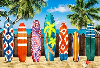 Vasaros Jūros Šalis, Naršant Fone Fotografijos Paplūdimio Kokoso Medžio Vaikų Gimtadienio Fotografijos Backdrops fotostudija