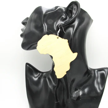 8.5*5.8 cm Didelis Dydis Nebaigtų Afrikos Žemėlapis Medžio Auskarai Moterims