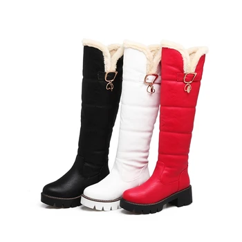 REAVE KAČIŲ dydžio 34-43 vidurio blauzdos batai aukštakulniai platformos moterų batai aukštos kokybės pu odos storio žiemos sniego boot A1108