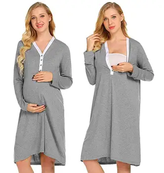 Medvilnės motinystės pižama mados nėriniai apkarpyti rankovėmis motinystės dress motinystės suknelė maitinančios motinos naktiniai marškiniai, pižamos, nėščioms drabužius