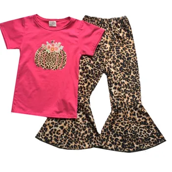 Vaikų Drabužiai, Kūdikių Mergaitės 2pieces Rinkiniai Atsitiktinis Trumpas Rankovės Print t-shirt Ir Mados Kelnės Su Leopardas Spausdinti Mergaičių Drabužiai