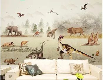 3d foto tapetai pasirinktinius nuotraukų Dinozaurų gyvūnų karalystė prairie vaikų kambario dekoro 3d sienų freskomis tapetai už kambarį