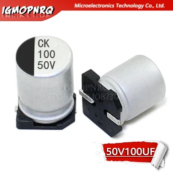 10VNT Elektrolitinius kondensatorius 50V100UF 8*10mm SMD aliuminio elektrolitinių kondensatorių 100uf 50v