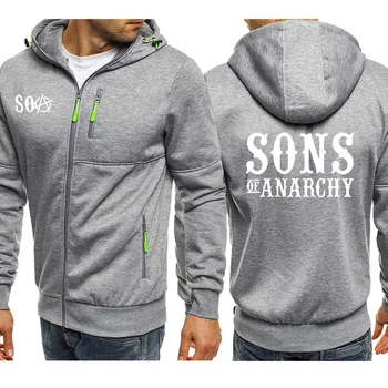 SOA Sons of anarchy vaiko naujų Mados SAMCRO Vyrų Sportinės aprangos Užtrauktukas Hoodies Vyrų Atsitiktinis Marškinėlius Vilnos Hip-Hop Šiltą Bliuzoną