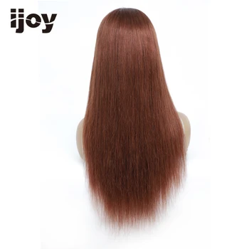 Pilna Mašina Perukas Su Kirpčiukais Žmogaus Plaukai Tiesūs Ilgą Peruką Spalvos Vario Raudona Brazilijos Plaukų Juodosios Moterų 150% Ne-Remy IJOY