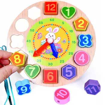 Vaikai, Dėlionės, Žaislų, Medinis Skaitmeninis Laikrodis Set Animacinių Filmų Gyvūnų Vaikų Švietimo Geometrijos Krovimas Medienos Įspūdį Žaislas Dovanos N