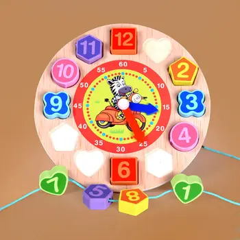 Vaikai, Dėlionės, Žaislų, Medinis Skaitmeninis Laikrodis Set Animacinių Filmų Gyvūnų Vaikų Švietimo Geometrijos Krovimas Medienos Įspūdį Žaislas Dovanos N