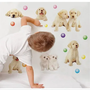 Mielas Šuniukas Šuo Siena Lipdukas Namų Dekoro Lipdukai Spalvinga Animacinių filmų Ballon Gyvūnų Lipdukai, Vaikų Kambarys 