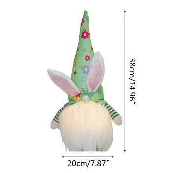 Easter Bunny Gnome su LED Šviesos Rankų darbo švedų Tomte Triušis Pliušiniai Žaislai, Lėlės, Papuošalai Atostogų Apdailos Vaikai Velykų Dovana