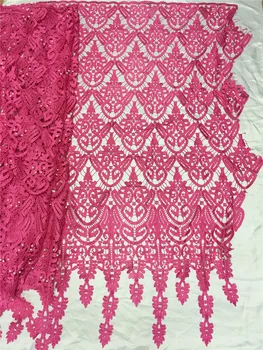 Karšto pardavimo! rožinė Siuvinėjimų Afrikos Laido Raišteliais audinio Guipure Nėrinių Audinys, vandens souble su Užkarpomis Už Nigerijos Vestuvių Suknelės