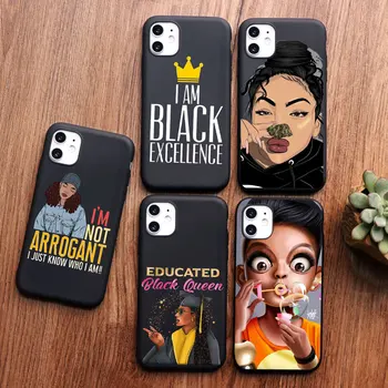 Mielas Black Girl Magic Afro Black Queen Telefono dėklas skirtas iPhone 12 Pro 11Pro Max 6s 8 7 Plus SE X XS MAX XR Silikono Minkštos TPU Dangtis