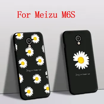Funda Už Meizu M6S atveju Silikono M712Q M C Raštas Daisy Gėlės Rožės Mobiliojo Telefono Dangtelis Meizu m6s galinis Dangtelis Juodas Apvalkalas