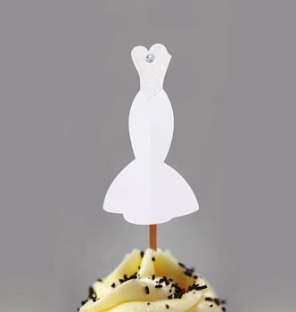 Kalnų krištolas Vestuvių Suknelė Suknelė Cupcake Rėžtuvės nuotakos baby shower Bachelorette Šalis Dekoro tortas toppr maisto susitvarko