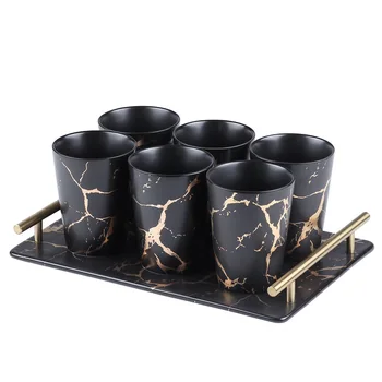 Šiaurės Europos vėjo aukso, marmuro keramikos puodeliai kūrybos geriamojo puodeliai, nustatyti buitinių puodeliai su padėklai