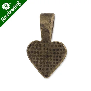9.5x15.5mm Aukštos Kokybės antikvariniai bronzos padengti širdies formos priklijuoti Ant Bails Žavesio/Pakabukas,parduodamas 50pcs/daug-C3718