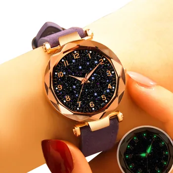 Moterų Laikrodžiai Žvaigždėtą Dangų Žiūrėti Prabangos Odos Juosta Su Numeriais Kvarcinis Laikrodis Ponios Moterų Atsitiktinis Suknelė Laikrodžiai Reloj Mujer