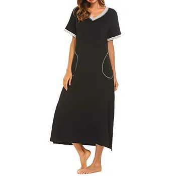 Moterų Nightshirt Trumpas Rankovės Pižamą Ultra-Soft Visas Ilgis Sleepwear Suknelė, Paplūdimio Suknelė Mujer vestidos Sundress Skraiste платье